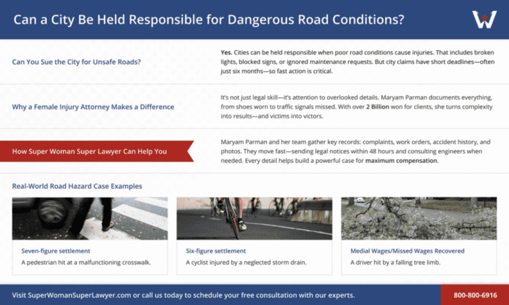 Can A City Be Held Responsible For Dangerous Road Conditions? 1 can-a-city-be-held-responsible-for-dangerous-road-conditions?-infographic